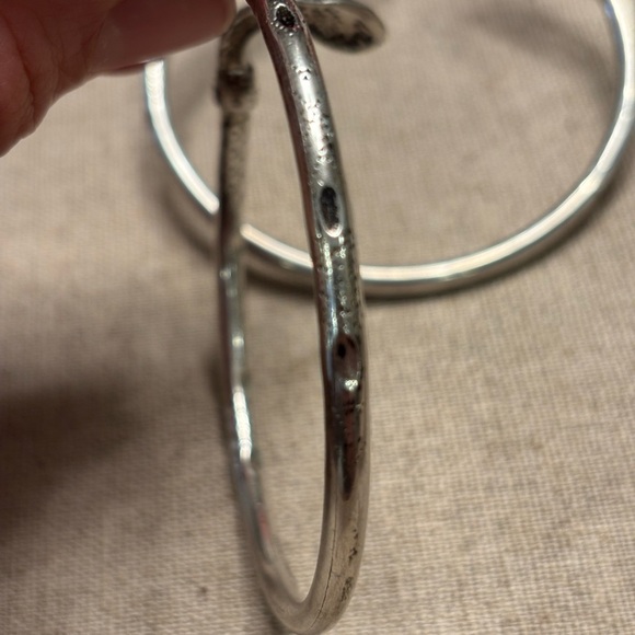 Vintage Cellini Sterling Silver Double-Headed Snake Bypass Bangles - Set of 2 - Picture 9 of 16